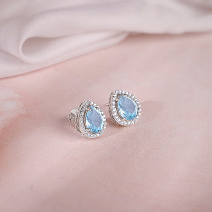 Silver Blue Topaz Studs