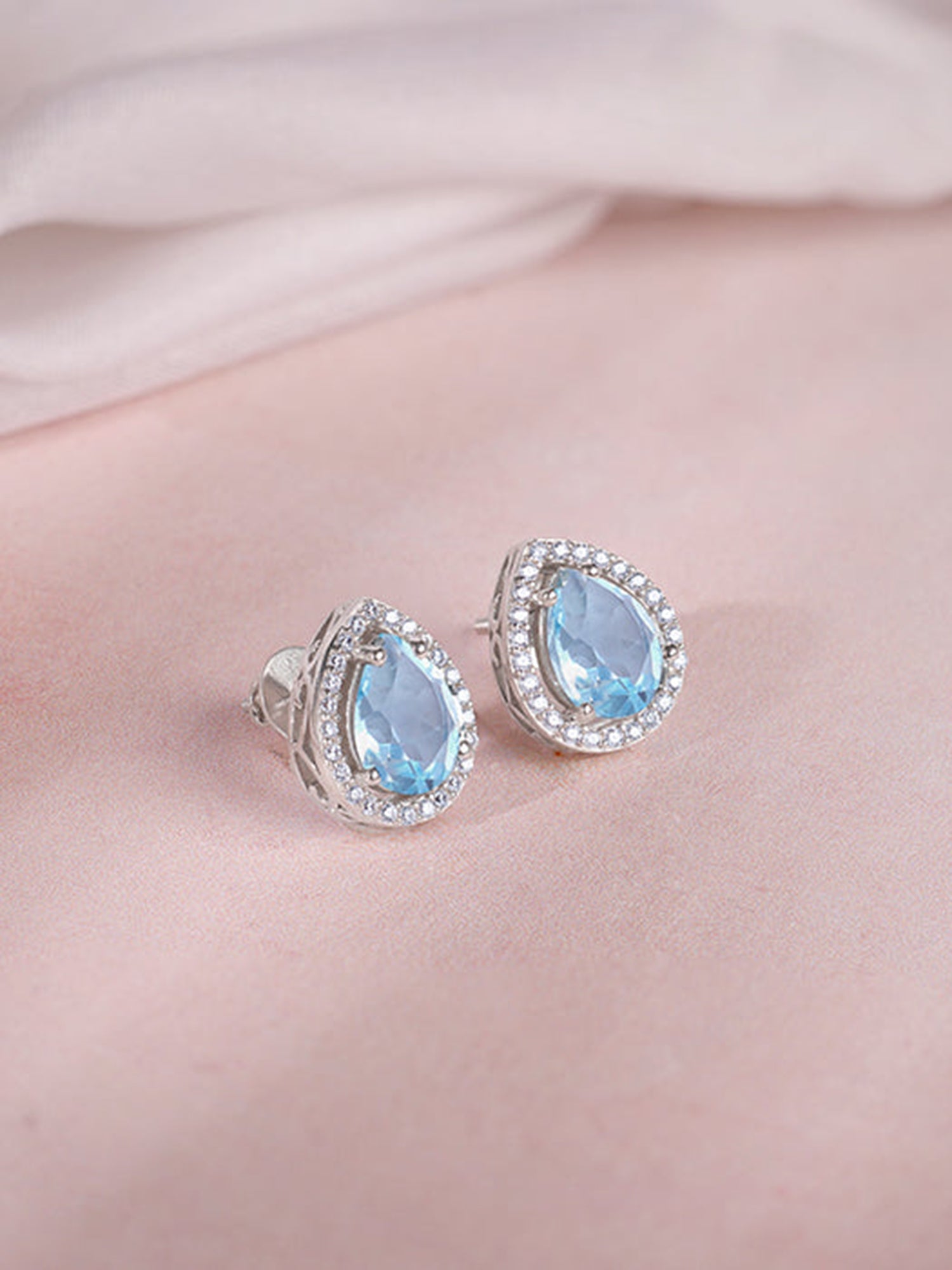 Silver Blue Topaz Studs