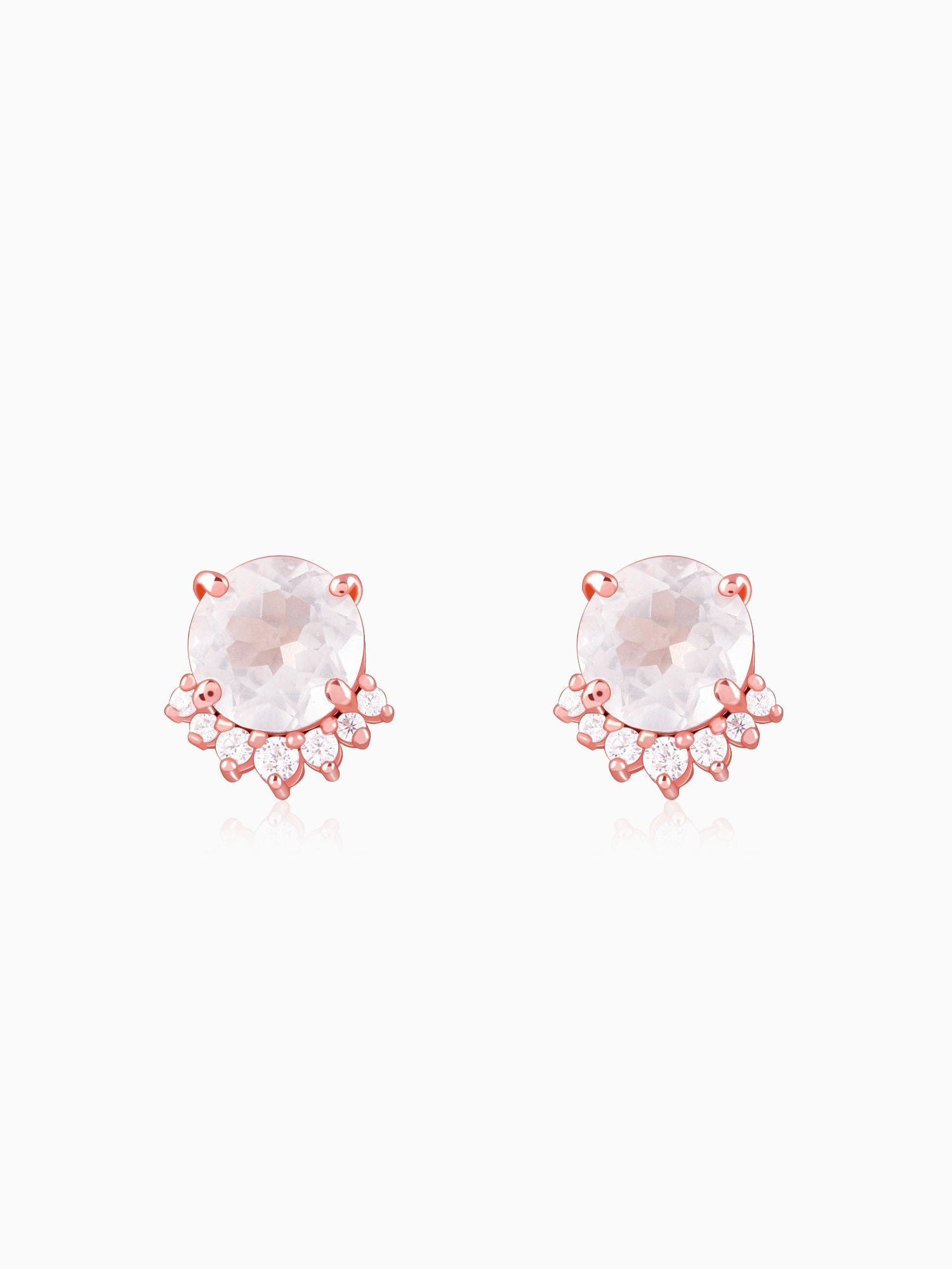 Rose Gold Bloom Rose Quartz Stud Earrings