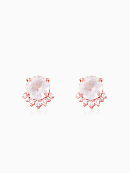 Rose Gold Bloom Rose Quartz Stud Earrings