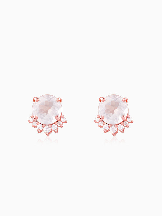 Rose Gold Bloom Rose Quartz Stud Earrings