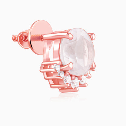 Rose Gold Bloom Rose Quartz Stud Earrings