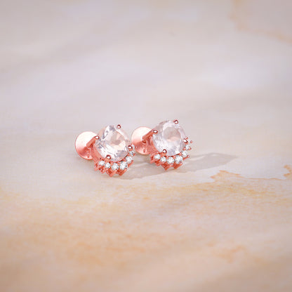 Rose Gold Bloom Rose Quartz Stud Earrings