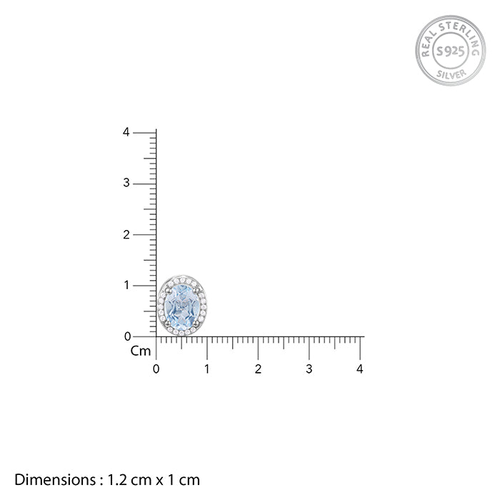 Silver Halo Blue Topaz Earrings