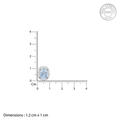 Silver Halo Blue Topaz Earrings