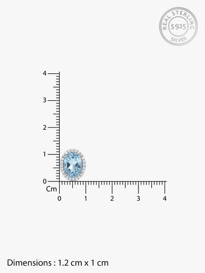 Silver Halo Blue Topaz Earrings