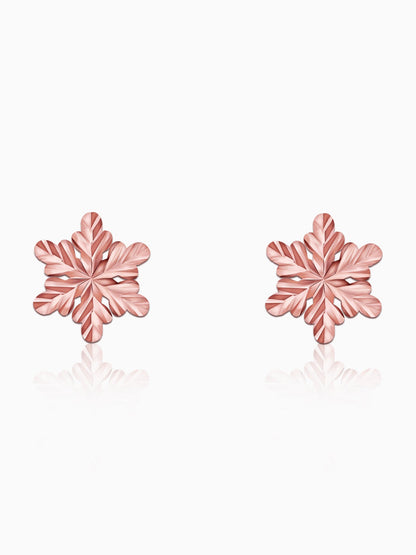 Rose Gold Snowflake Stud Earrings