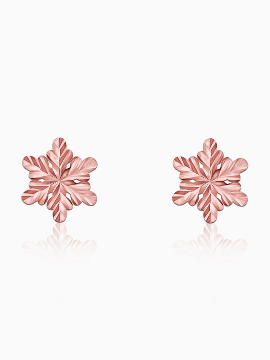 Rose Gold Snowflake Stud Earrings