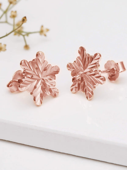 Rose Gold Snowflake Stud Earrings