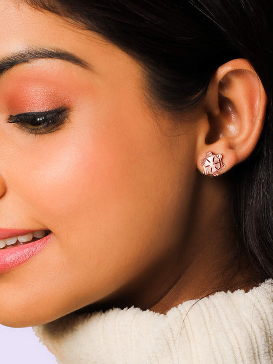 Rose Gold Flower Stud Earrings