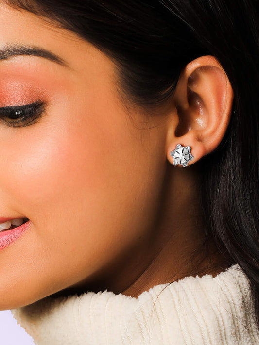 Silver Flower Stud Earrings