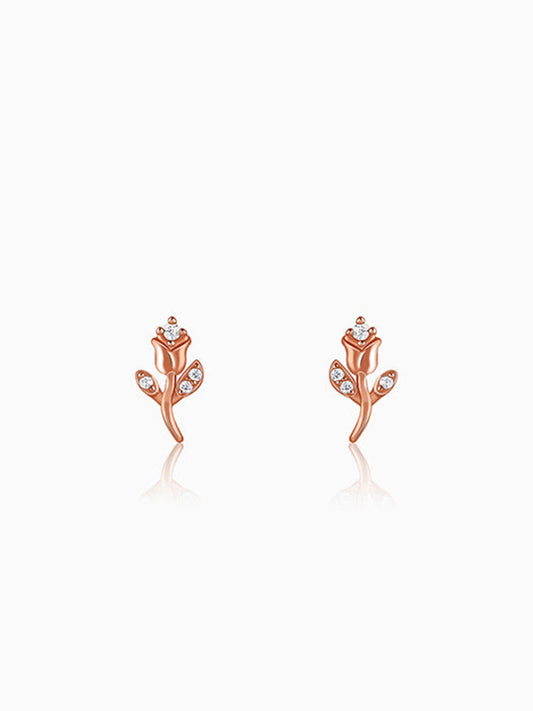 Rose Gold Tulip Stud Earrings