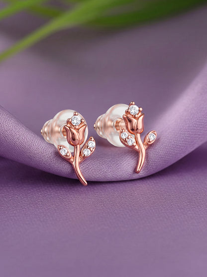 Rose Gold Tulip Stud Earrings