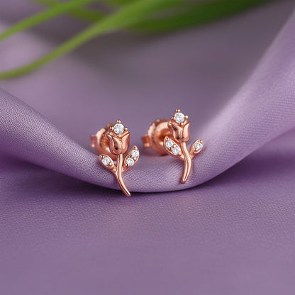 Rose Gold Tulip Stud Earrings