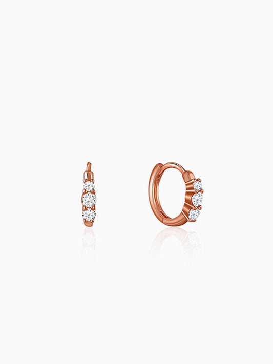 Rose Gold Triad Hoop Earrings