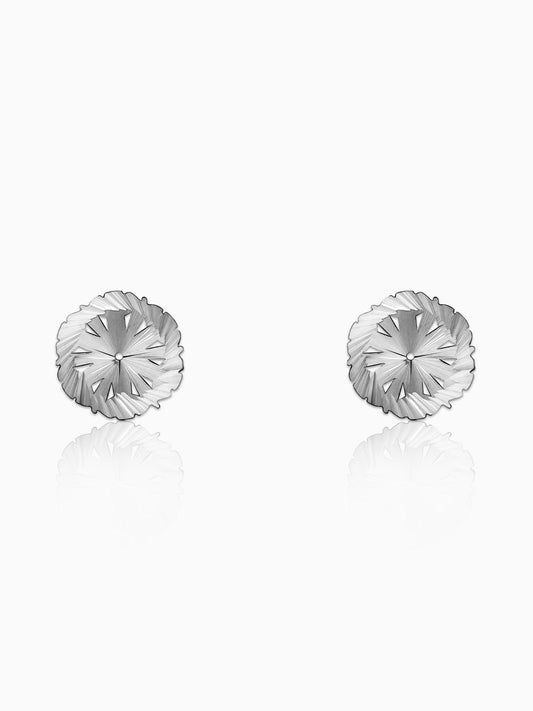 Silver Flower Blossom Stud Earrings