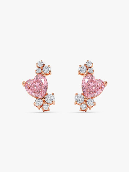 Rose Gold Heart Beat Earrings