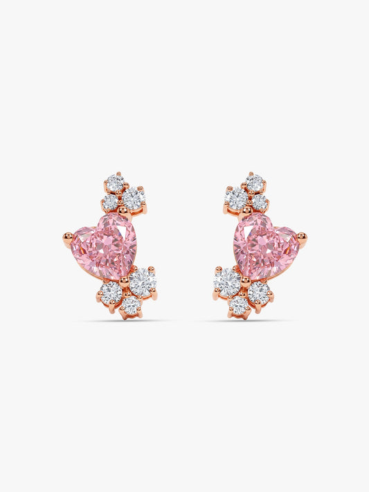 Rose Gold Heart Beat Earrings