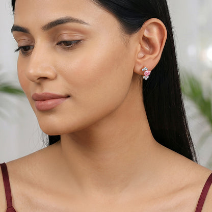 Rose Gold Heart Beat Earrings