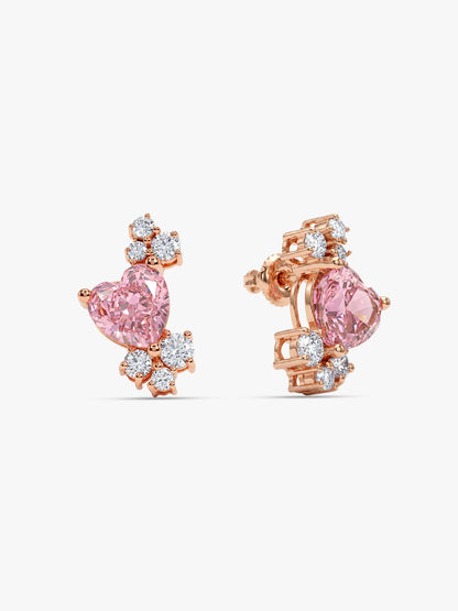Rose Gold Heart Beat Earrings