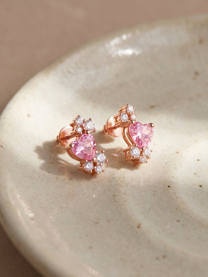 Rose Gold Heart Beat Earrings