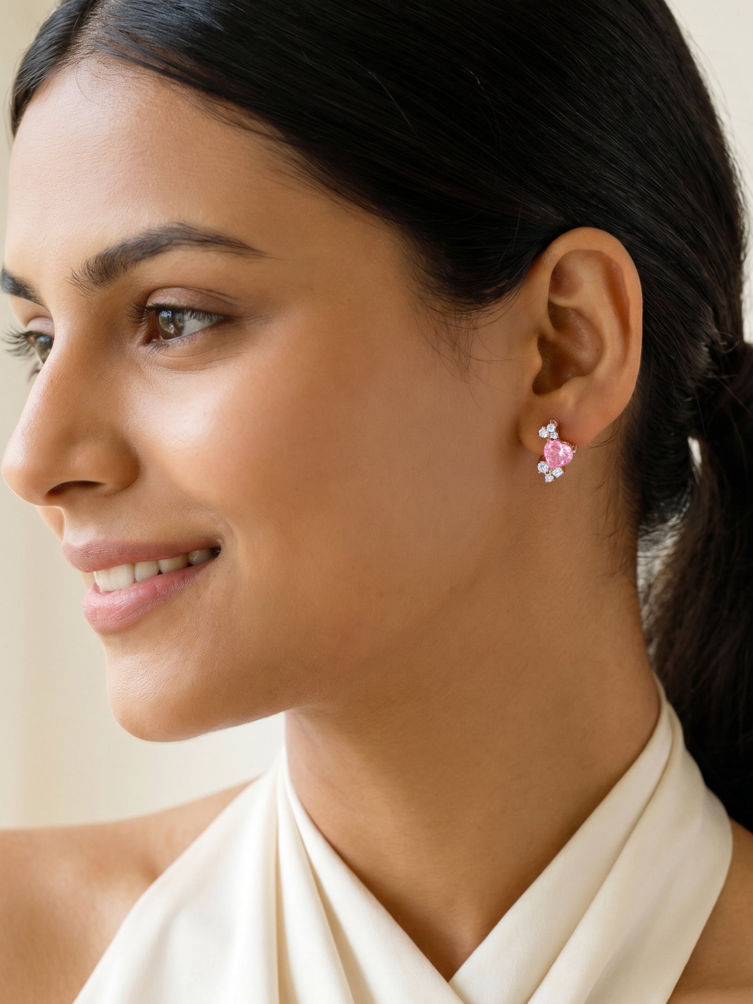 Rose Gold Heart Beat Earrings