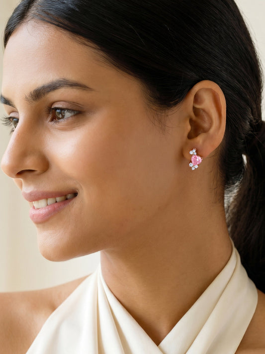 Rose Gold Heart Beat Earrings