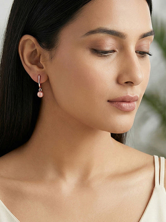 Rose Gold Wake Me J Hoop Earrings