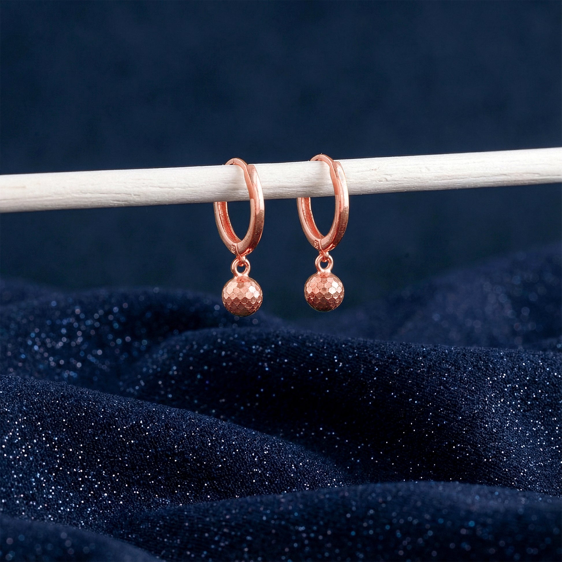 Rose Gold Showgirl Huggie Earrings