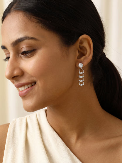 Silver Bejeweled Earrings
