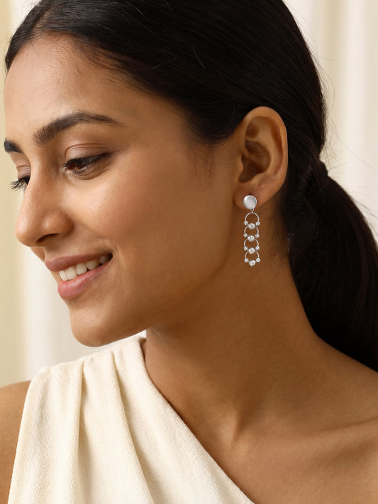 Silver Bejeweled Earrings