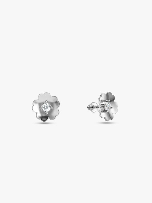 Silver Hibiscus Earrings