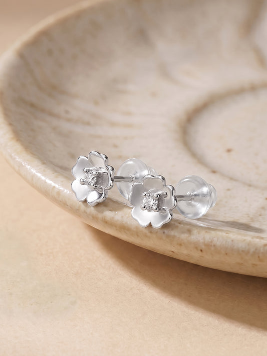 Silver Hibiscus Earrings