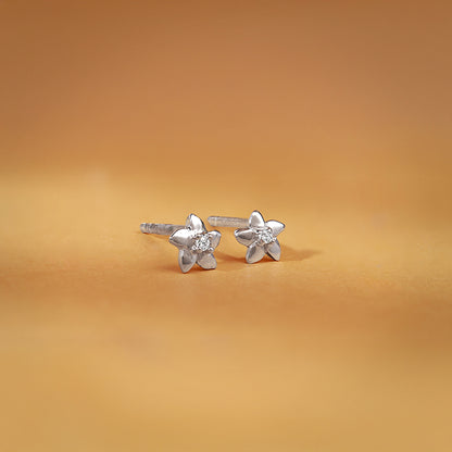 Silver Flower Bloom Earrings