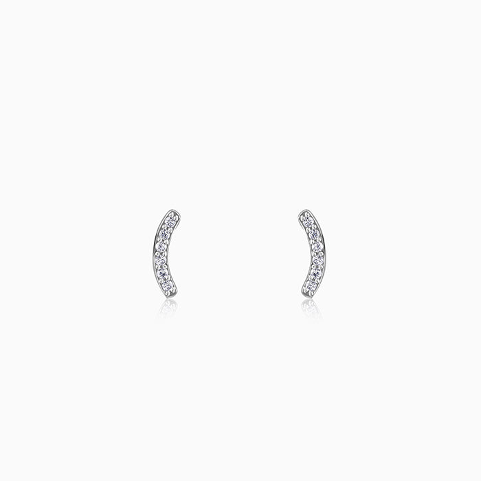 Silver Arc Stud Earrings