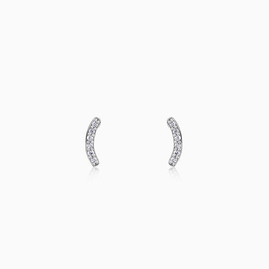 Silver Arc Stud Earrings