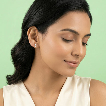 Silver Arc Stud Earrings