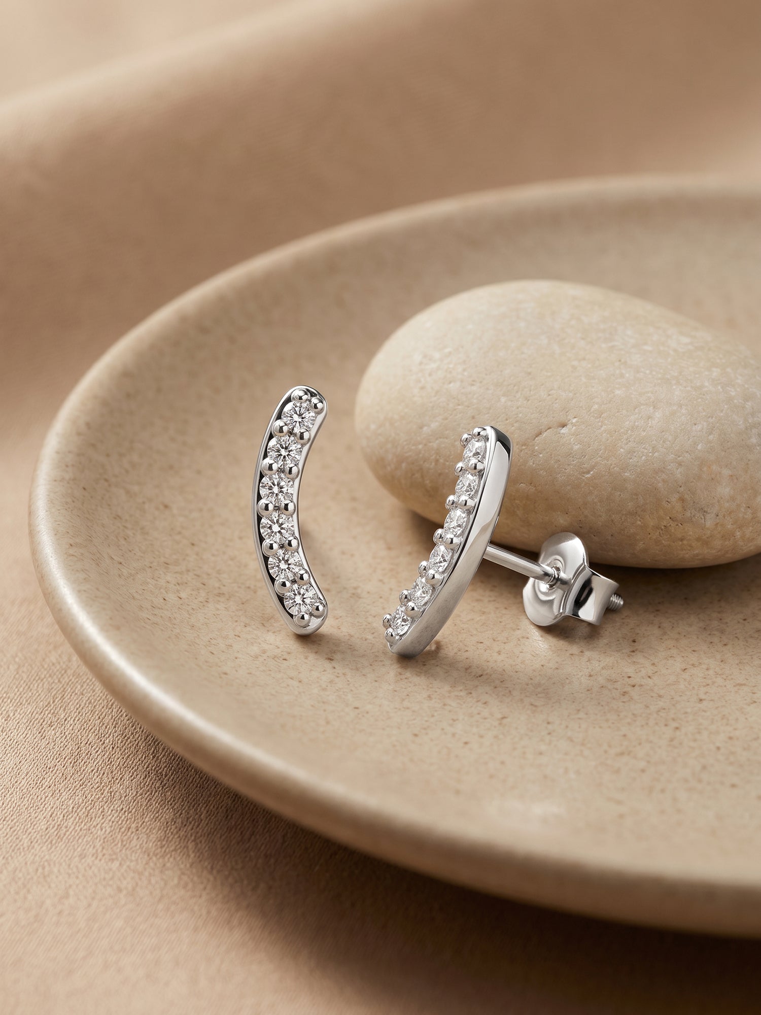 Silver Arc Stud Earrings