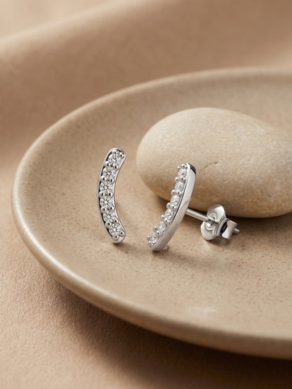 Silver Arc Stud Earrings