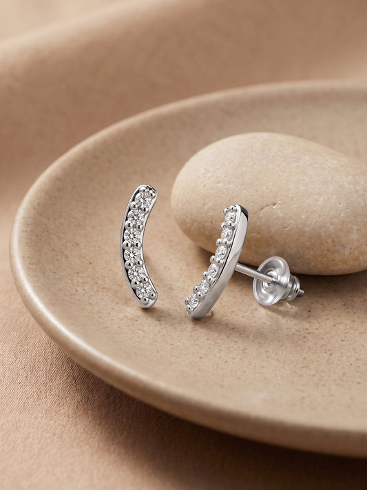 Silver Arc Stud Earrings
