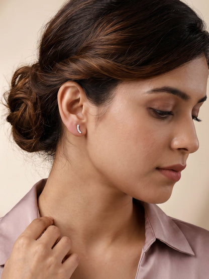 Silver Arc Stud Earrings