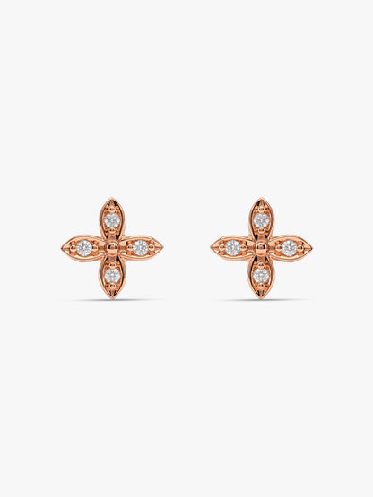 Rose Gold Quatrefoil Stud Earrings