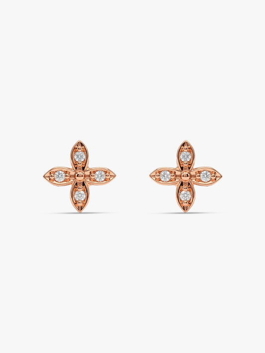 Rose Gold Quatrefoil Stud Earrings