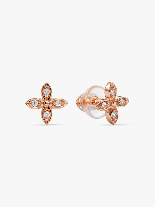 Rose Gold Quatrefoil Stud Earrings