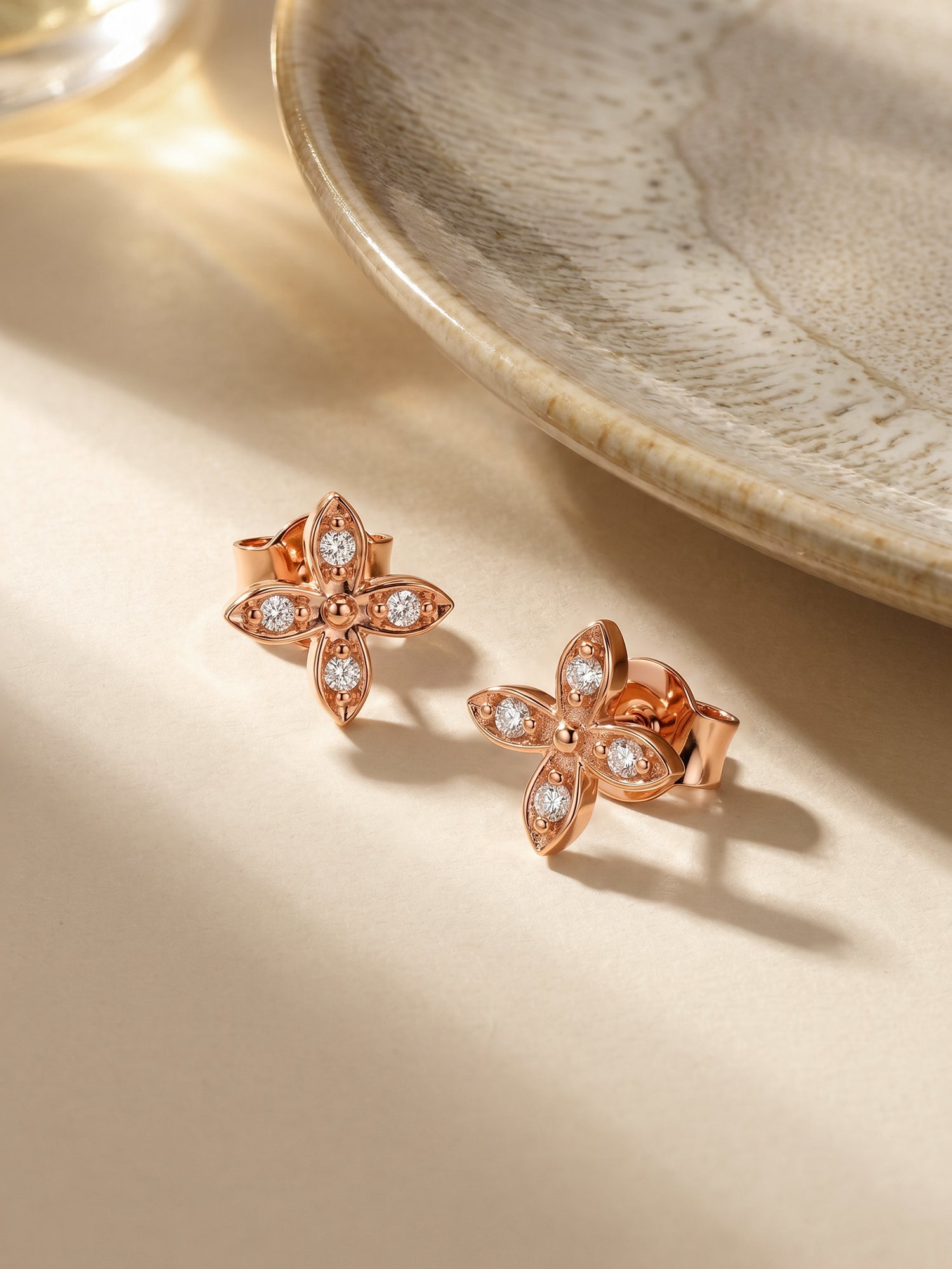 Rose Gold Quatrefoil Stud Earrings