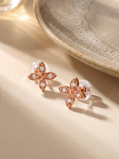 Rose Gold Quatrefoil Stud Earrings