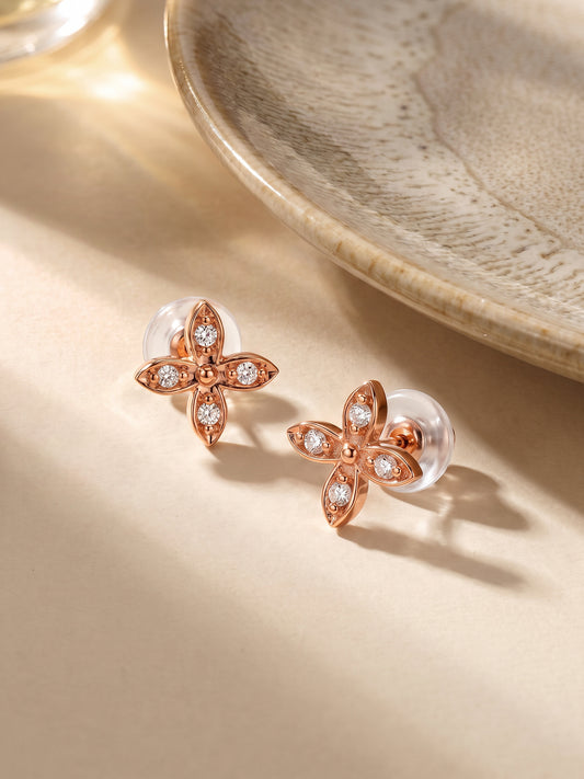 Rose Gold Quatrefoil Stud Earrings