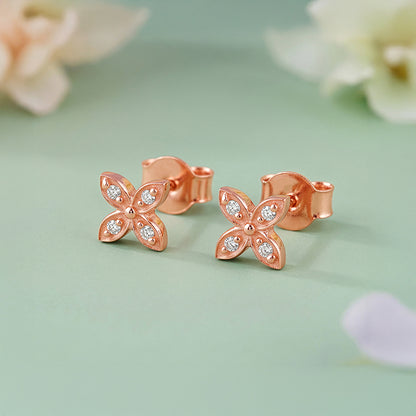 Rose Gold Quatrefoil Stud Earrings