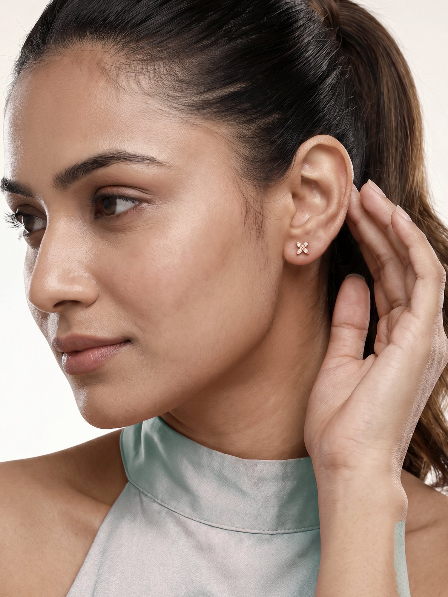 Rose Gold Quatrefoil Stud Earrings