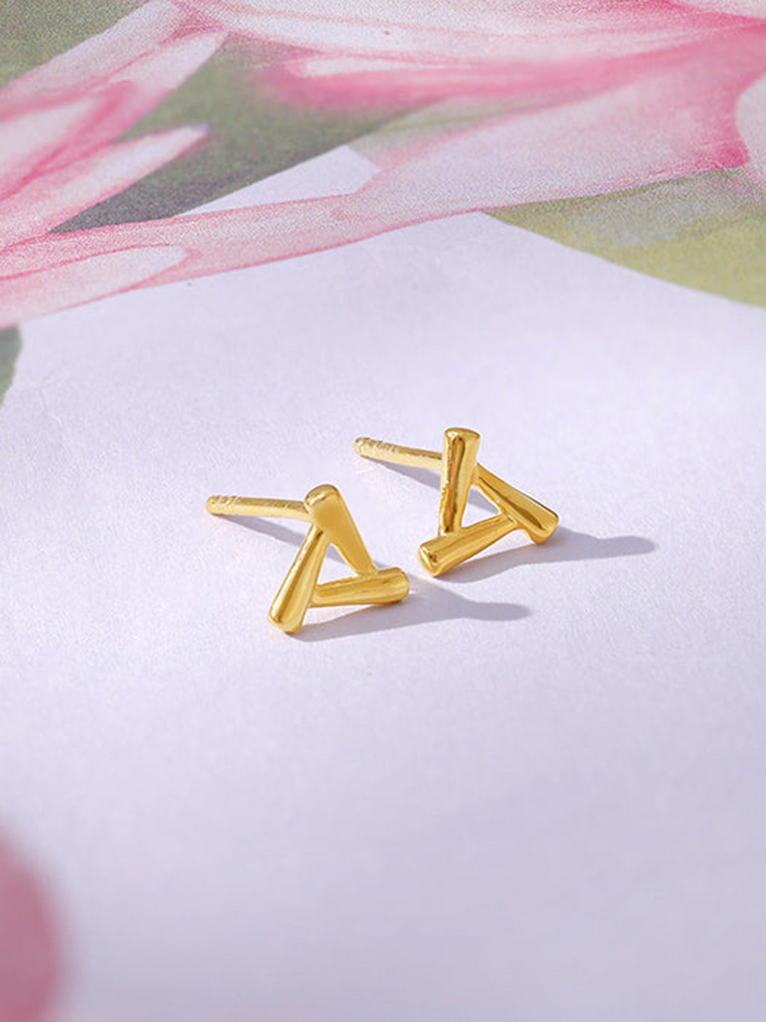 Golden Triangle Stud Earrings